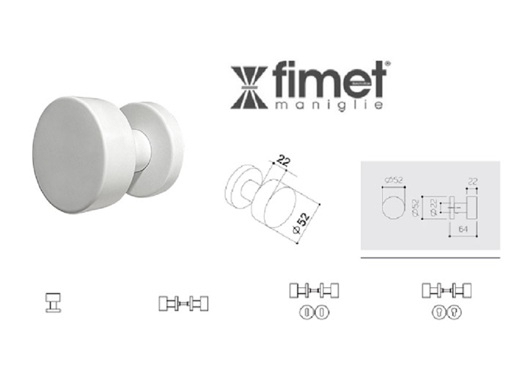POMOLI GIREVOLI 327 TONDO d.52x10x60h ROSETTA TONDA d.52x10x10h AISI304 VARIE FINITURE  |  FIMET MANIGLIE - immagine 3